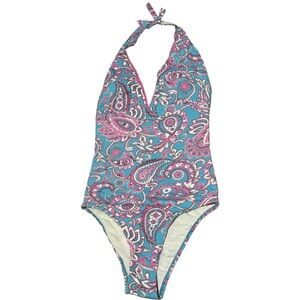 OndadeMar Halter One Piece Swimsuit Made In Columbia Pink Teal High Leg Dainty 8